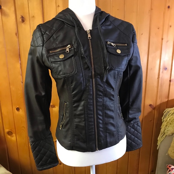 Gi Sono by Cavalini faux leather hooded jacket - Picture 2 of 7